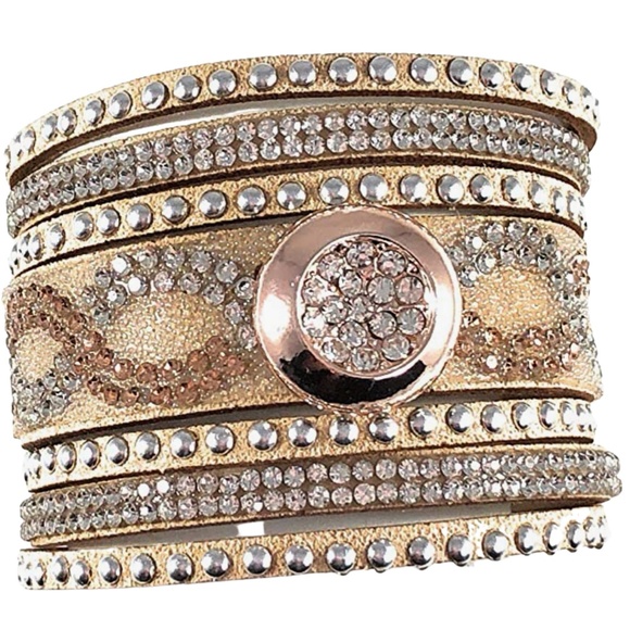 Snap Charm Boho Leather Bracelet with 3/4" Standard Snap Adjustable Two Sizes - Picture 2 of 7